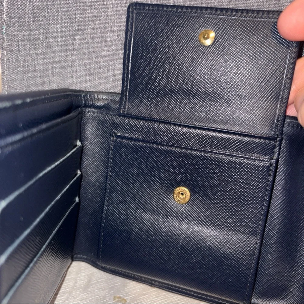 Louis Vuitton Mini Lin Monogram Denim Compact Wallet Navy Blue Gray Porte Billet - Picture 9 of 10